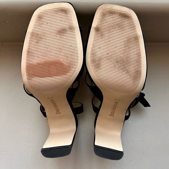 Enzo Angiolini Trudy Black Suede Heeled Sandal Shoes Women’s Size 9.5 - Picture 11 of 13